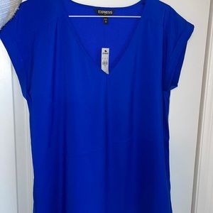 Express Royal Blue Silk Business Casual Top